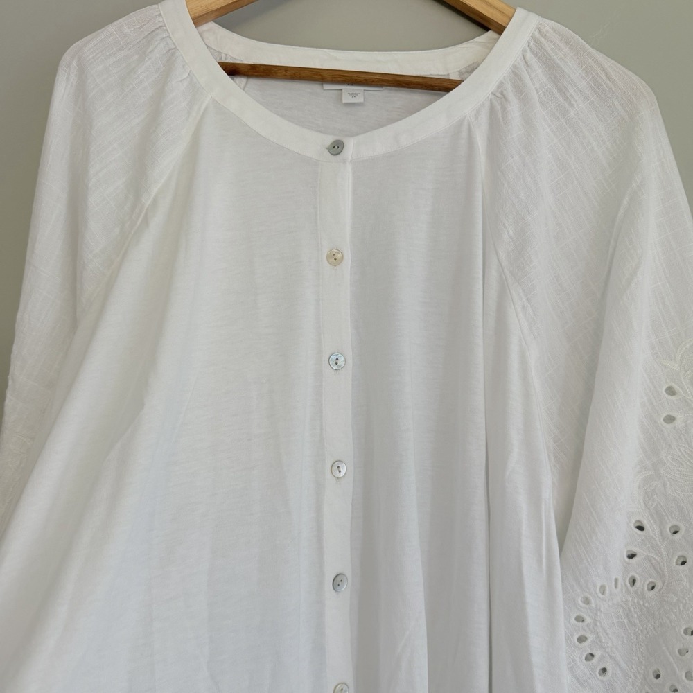 J. Jill Women's Blouse Casual Career Eyelet Sleeve  3/4 Cotton Boho SZ-2X NWOT - Picture 7 of 11